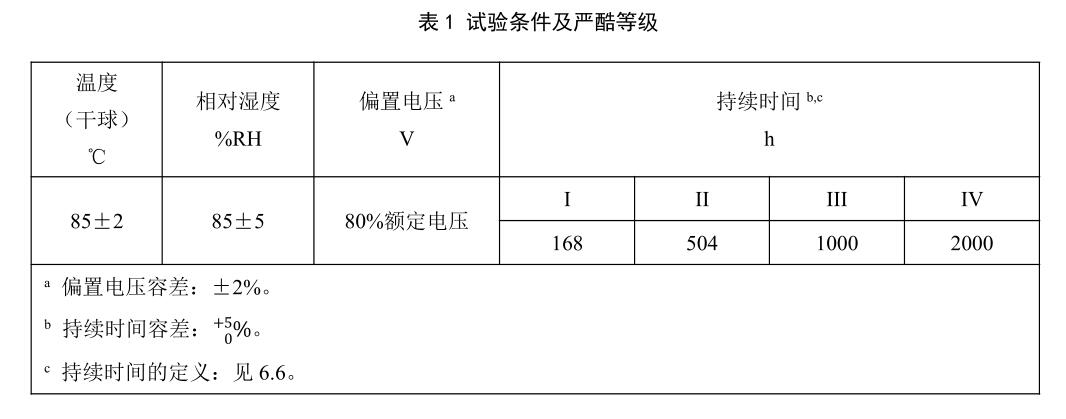 試驗(yàn)條件及嚴(yán)酷等級